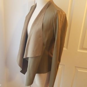 Zara Basic sz S faux leather olive longslv jacket